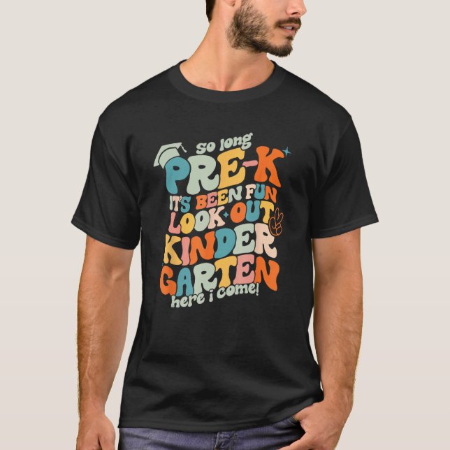Camiseta Groovy So Long Pre K Kindergarten Here I Come Grad (Anverso)