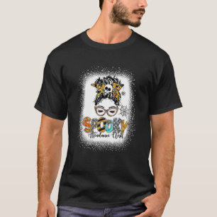 Camiseta Groovy Spooky Attendance Clerk Bleached Messy Bun