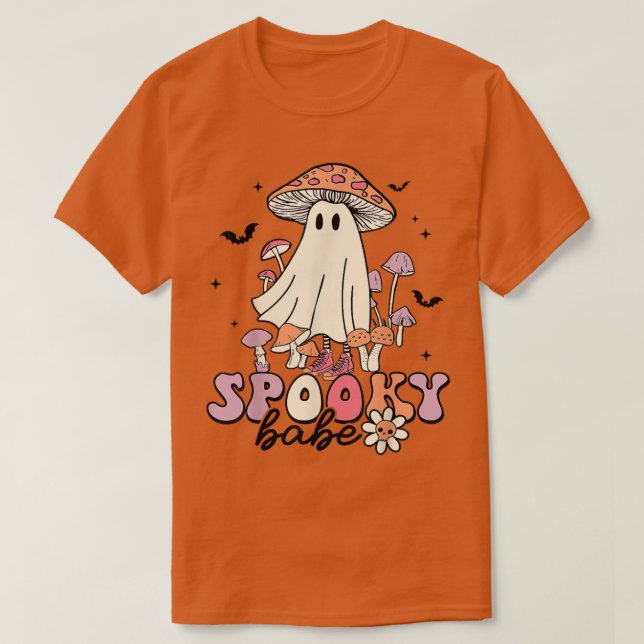 Camiseta Groovy Spooky Babe Vibes Retro Fantasma Hippie (Diseño del anverso)