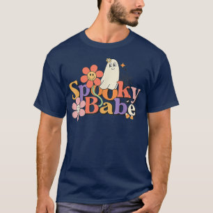 Camiseta Groovy Spooky Babe Vibes Retro Fantasma Hippie