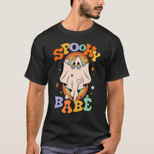 Camiseta Groovy Spooky Babe Vibes Retro Fantasma Hippie