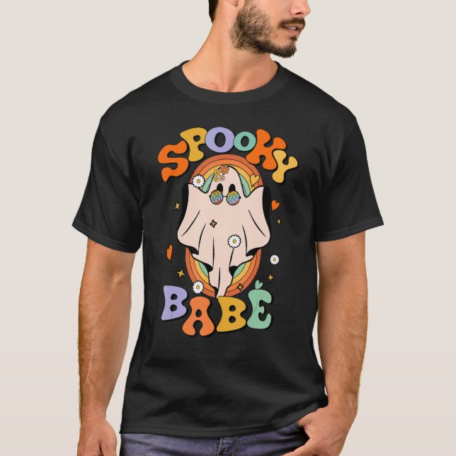 Camiseta Groovy Spooky Babe Vibes Retro Fantasma Hippie (Anverso)