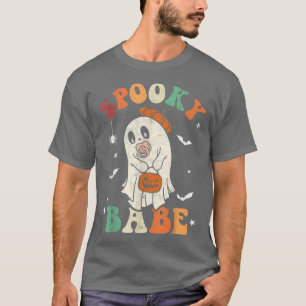Camiseta Groovy Spooky Babe Vibes Retro Fantasma Hippie