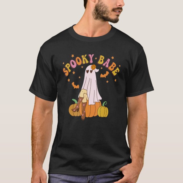 Camiseta Groovy Spooky Babe Vibes Retro Fantasma Hippie (Anverso)