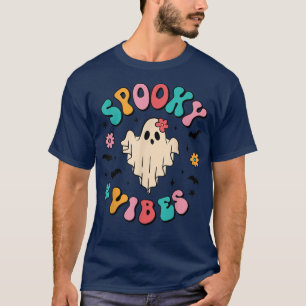 Camiseta Groovy Spooky Babe Vibes Retro Floral Ghost Hippie