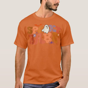 Camiseta Groovy Spooky Babe Vibes Retro Floral Ghost Hippie