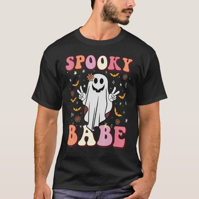 Camiseta Groovy Spooky Baby Retro Fantasma Hippie Hallo (Anverso)