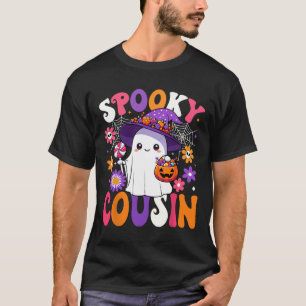 Camiseta Groovy Spooky Cousin Halloween Ghost Pumpkin Hallo