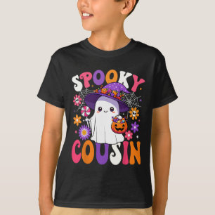 Camiseta Groovy Spooky Cousin Halloween Ghost Pumpkin Hallo