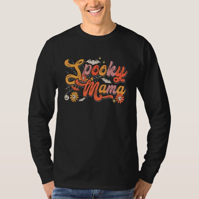 Camiseta Groovy Spooky Mama Retro Halloween Ghost Witchy Sp (Anverso)