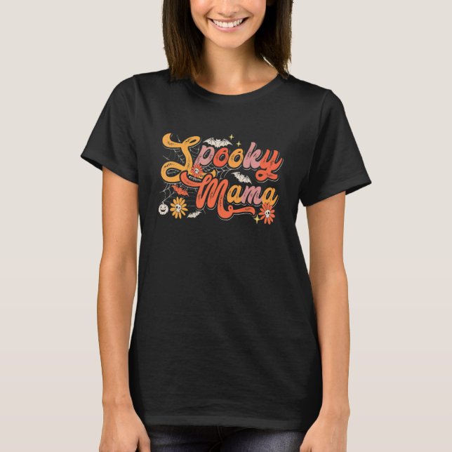 Camiseta Groovy Spooky Mama Retro Halloween Ghost Witchy Sp (Anverso)