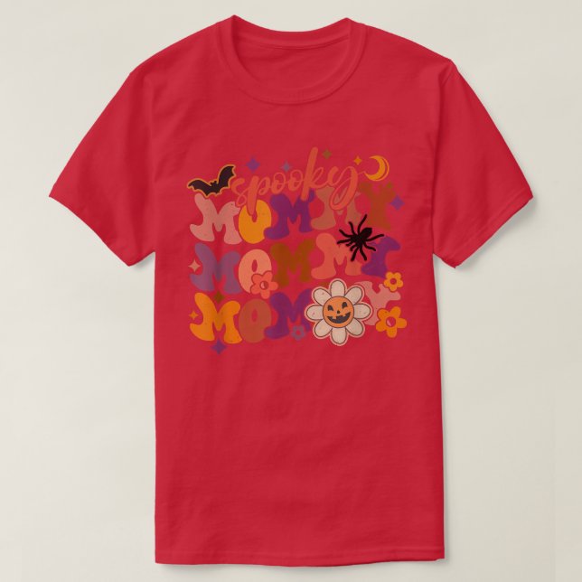 Camiseta Groovy Spooky Mommy Fabulous Mommy Halloween Party (Diseño del anverso)