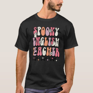 Camiseta Groovy Spooky profesora de inglés Halloween profes