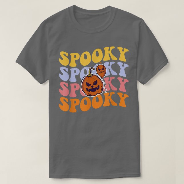 Camiseta Groovy Spooky Retro Ghost Boo Halloween Party Pump (Diseño del anverso)