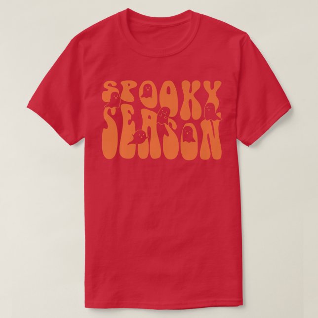 Camiseta Groovy Spooky Season Boo Ghost Spooky Vibes Hallow (Diseño del anverso)