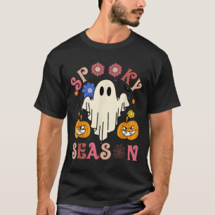 Camiseta Groovy Spooky Season Cute Ghost Pumpkin Ha