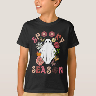 Camiseta Groovy Spooky Season Cute Ghost Pumpkin Ha