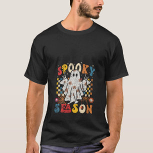 Camiseta Groovy Spooky Season Cute Ghost Pumpkin Ha