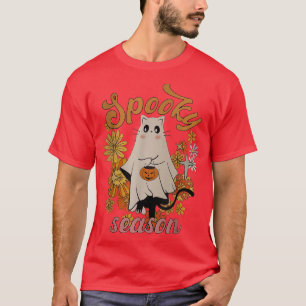 Camiseta Groovy Spooky Season Funny Floral Ghost Cute Hallo