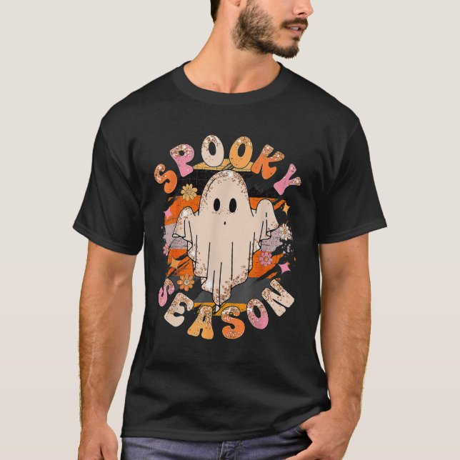 Camiseta Groovy Spooky Season Ghost Halloween (Anverso)