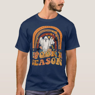 Camiseta Groovy Spooky Season Pumpkin Floral Ghost Hallowee