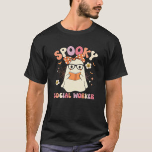 Camiseta Groovy Spooky Social Worker Ghost Vintage Hallowee