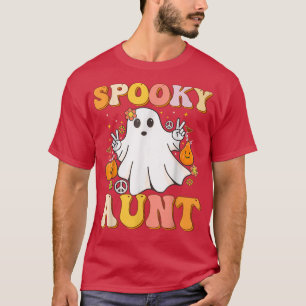 Camiseta Groovy Spooky Tía Ghost Boo Halloween Costume Ret