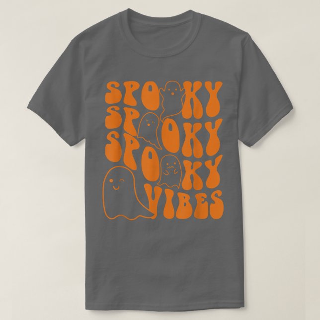 Camiseta Groovy Spooky Vibes Boo Ghost Spooky Hallow Season (Diseño del anverso)