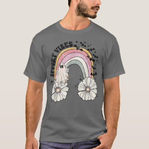Camiseta Groovy Spooky Vibes Retro Rainbow Hippie Ghost Hal