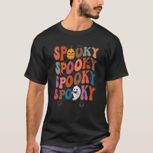 Camiseta Groovy Spooky Vibes Vintage Floral Ghost Hippie Ha