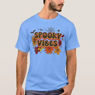 Camiseta Groovy Spooky Vibes Vintage Floral Ghost Hippie Ha
