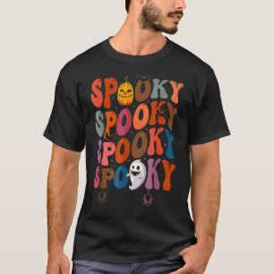 Camiseta Groovy Spooky Vibes Vintage Floral Ghost Hippie Ha