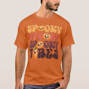 Camiseta Groovy Spooky Vibes Vintage Pumpkin Fantasma Hippi
