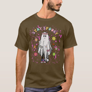 Camiseta Groovy Stay Spooky Halloween Retro Boho Ghost Flow