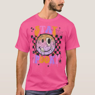Camiseta Groovy Stay Spooky Retro Halloween Happy Face Tie