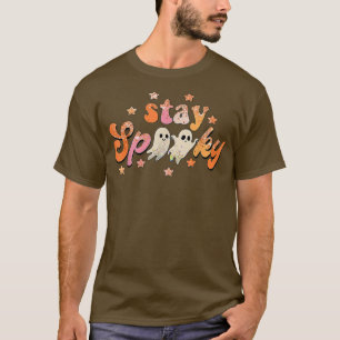 Camiseta Groovy Stay Spooky Vibes Retro Floral Fantasma Hip