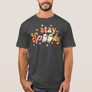 Camiseta Groovy Stay Spooky Vibes Retro Floral Ghost Hippie