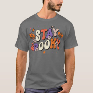 Camiseta Groovy Stay Spooky Vibes Retro Floral Ghost Hippie