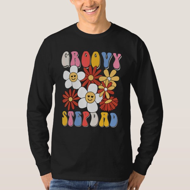 Camiseta Groovy Stepdad Fathers Day Retro 60s 70s 80s Famil (Anverso)