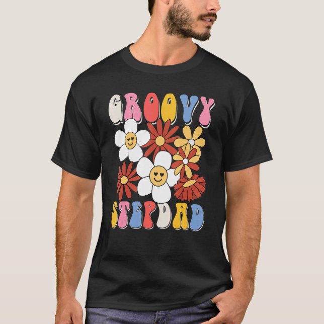 Camiseta Groovy Stepdad Fathers Day Retro 60s 70s 80s Famil (Anverso)