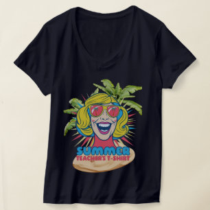 Camiseta Groovy Summer Vibes Smiley Tee para profesores