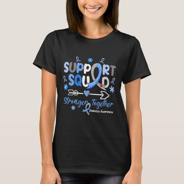Camiseta Groovy Support Squad Blue Ribbon Diabetes Awarenes (Anverso)