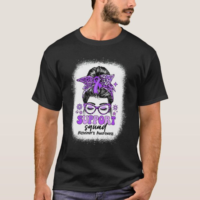 Camiseta Groovy Support Squad Messy Bun Alzheimer's Awarene (Anverso)