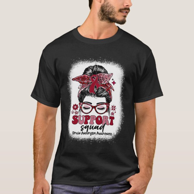 Camiseta Groovy Support Squad Messy Bun Brain Aneurysm (Anverso)
