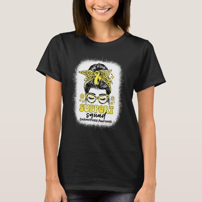 Camiseta Groovy Support Squad Messy Bun Endometriosis Aware (Anverso)