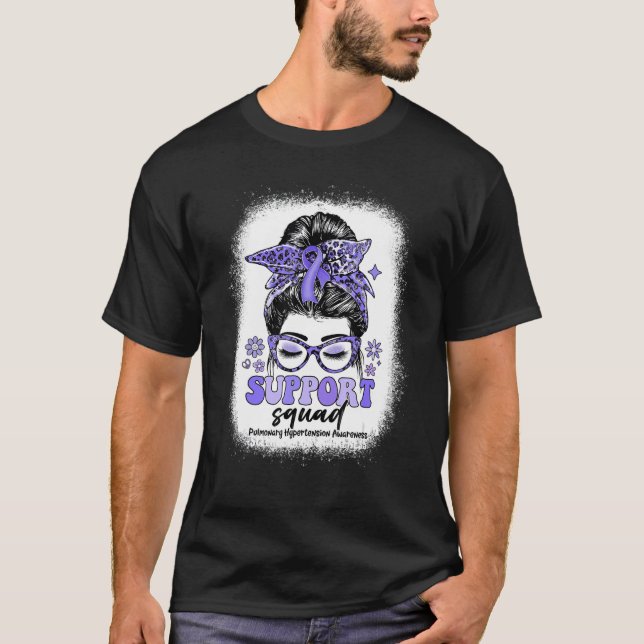 Camiseta Groovy Support Squad Messy Bun Hipertensión pulmon (Anverso)