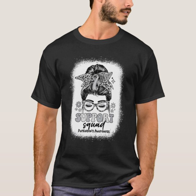 Camiseta Groovy Support Squad Messy Bun Parkinson's Awarene (Anverso)