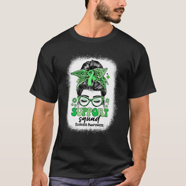 Camiseta Groovy Support Squad Messy Bun Scoliosis Sensibili (Anverso)