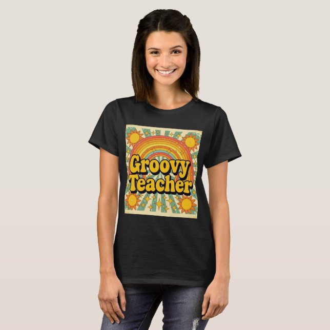 Camiseta Groovy Teacher appreciation  Cute Retro Style  (Anverso completo)
