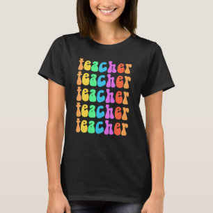 Camiseta Groovy TEACHER I Enseñar Ret Escuadrón Primario de